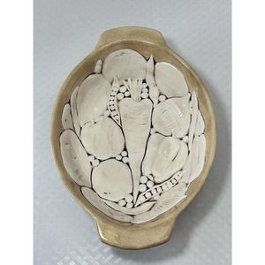 Vintage Holland Mold Ceramic Mixed Vegetables Serving Dish Oval Casserole Emboss